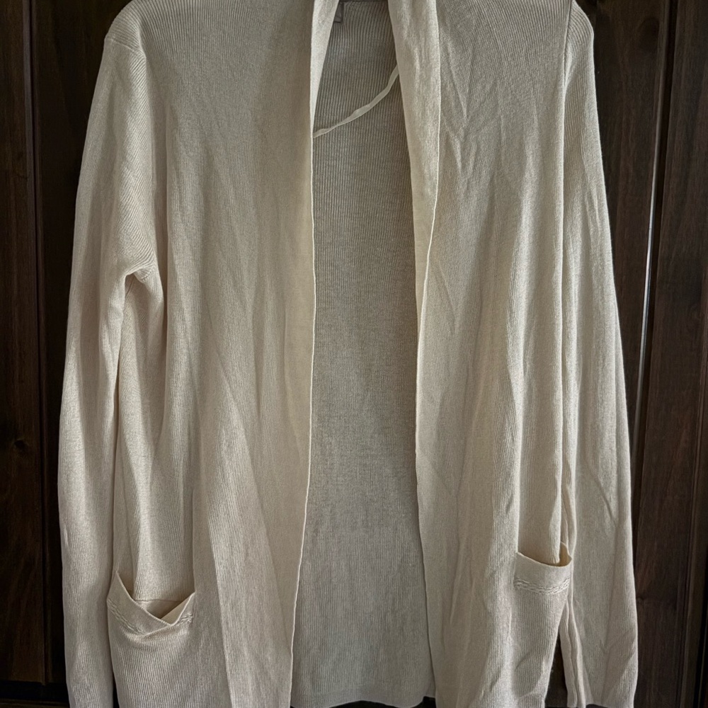 Banana Republic Elegant Cream Open Front Silk/Cashmere Cardigan